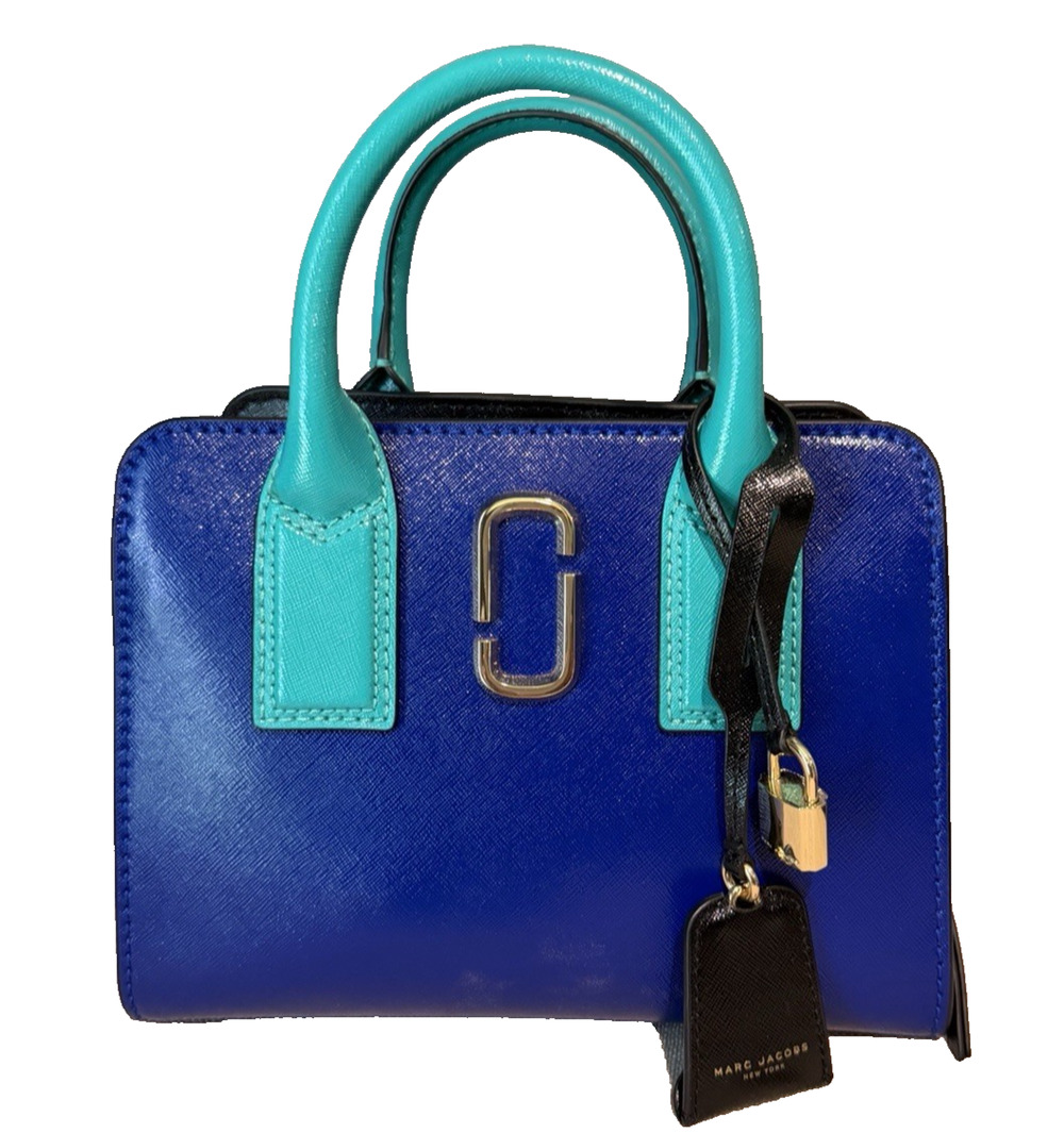 Marc Jacobs Little Big Shot Leather Tote Teal Blue Playboy Strap Satchel NWOT